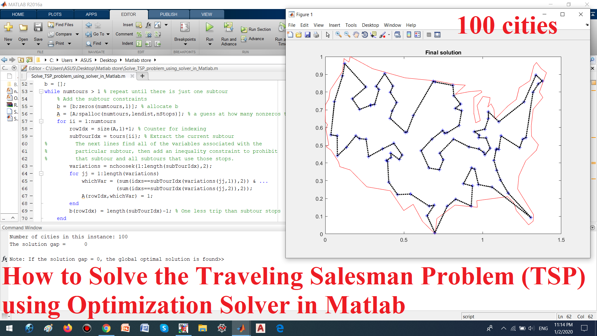 How to Solve Travelling Salesman Problem (TSP) using Optimization Solver in Matlab